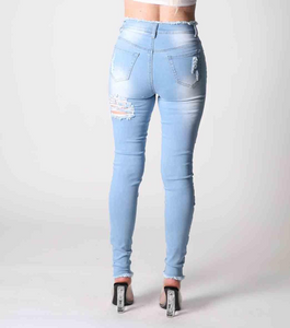 REDFOX HIGHWAIST COLOR BLOCK JEAN (LT. BLUE) PA0479