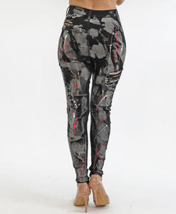 REDFOX HIGHWAIST COLOR SPLATTER JEAN (BLACK) PA0574