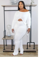 Load image into Gallery viewer, Women&#39;s Plus Size Crop Top and Stacked Leggings 2pc Set (White) IN STORES NOW !