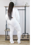 Load image into Gallery viewer, Women&#39;s Plus Size Crop Top and Stacked Leggings 2pc Set (White) IN STORES NOW !