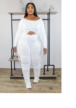 Load image into Gallery viewer, Women&#39;s Plus Size Crop Top and Stacked Leggings 2pc Set (White) IN STORES NOW !