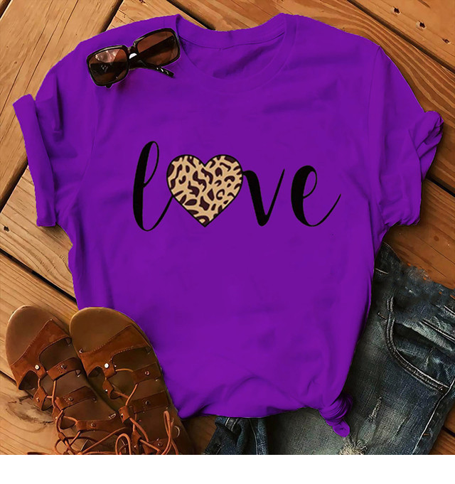 WOMEN LEOPARD LOVE TEE (PURPLE)