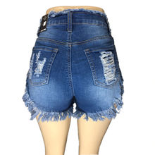 Load image into Gallery viewer, REDFOX HIGH WAIST WOMEN FRAY SHORTS (M. BLUE) PS136A