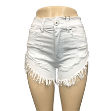Load image into Gallery viewer, REDFOX HIGH WAIST WOMEN FRAY SHORTS (WHITE) PS136A
