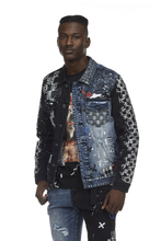 Load image into Gallery viewer, Smoke Rise Tally Blue/Black Color Block Denim Jacket