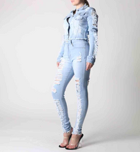 Load image into Gallery viewer, REDFOX HEAVY DISTRESSED DENIM SET ( LT BLUE) SD123/123P