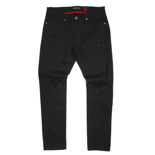 M1932 MAKOBI BRIGHTON SHREDDED TWILL JEANS - BLACK