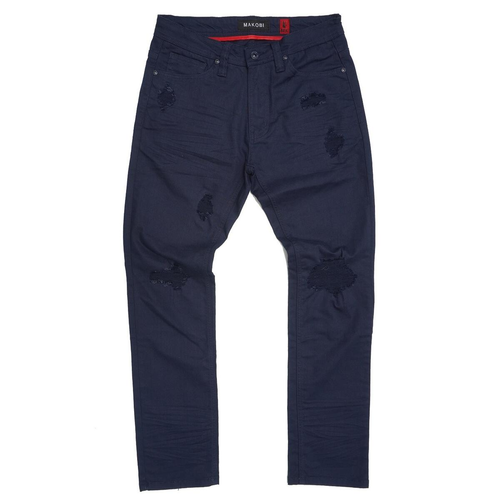 M1932 MAKOBI BRIGHTON SHREDDED TWILL JEANS (NAVY)